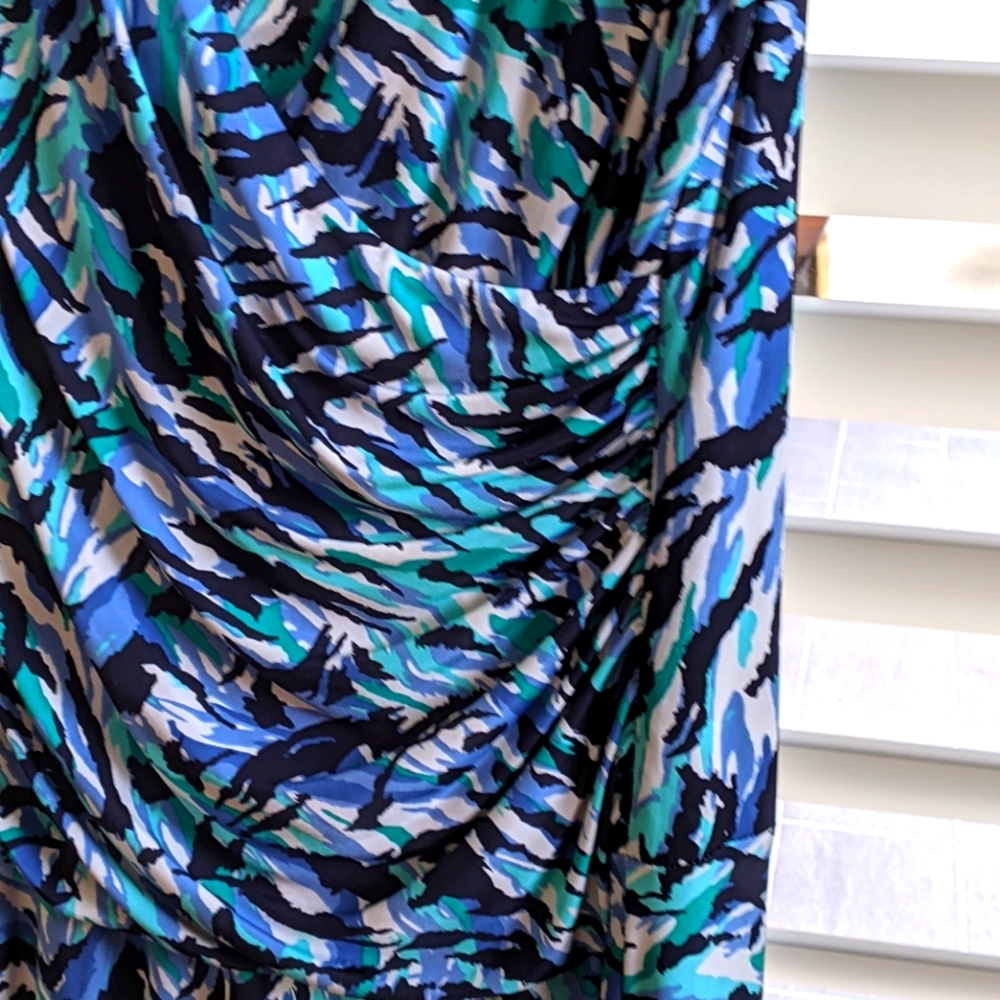 JONES NEW YORK JERSEY RUCHED MULTICOLOR DRESS - Picture 5 of 7